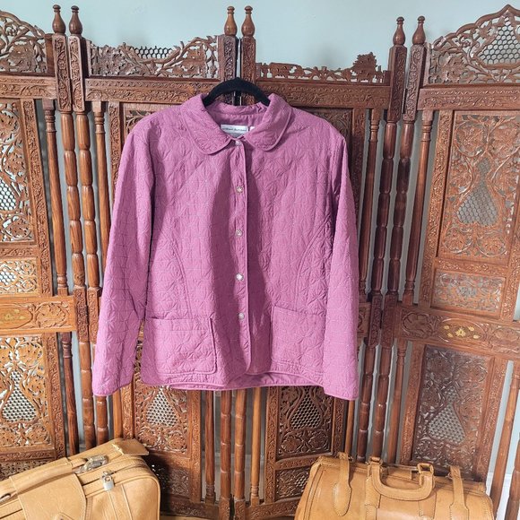 Purple Quilted Coat Alfred Dunner Embroidered Shaket - Picture 2 of 7